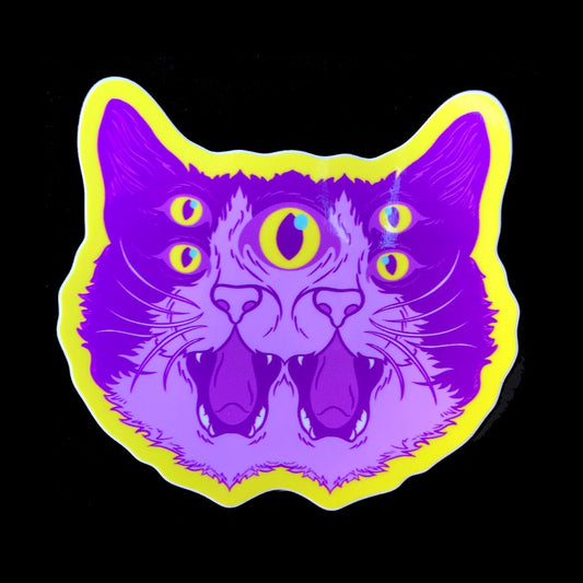 5 Eyed Psychedelicat Vinyl Sticker