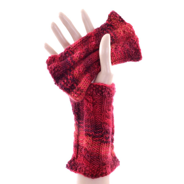 Hand Knit Wrist Warmer - Red Wool & Mohair