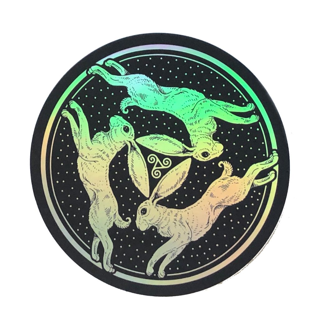 Triple Hare Holographic Sticker