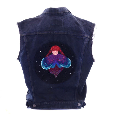 Unknown Voyager upcycled Embroidered Denim Vest