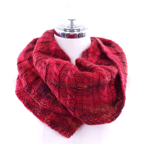 Infinity Scarf - Hand Knit -  Wool & Mohair - Reds