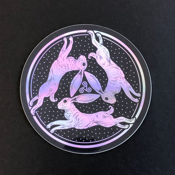 Triple Hare Holographic Sticker