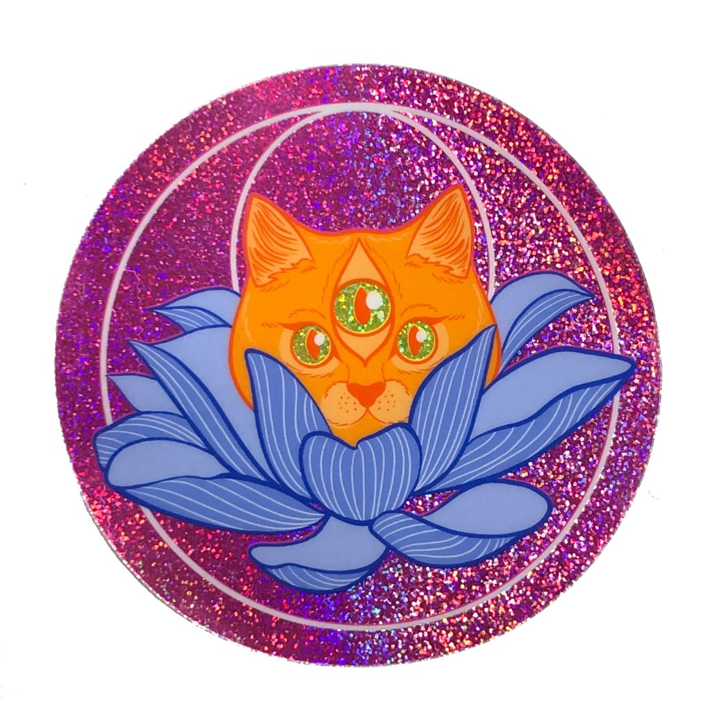 3 eyed Lotus Holo Sparkle Sticker