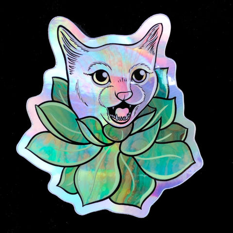 Succullent Cat Chrome Sticker