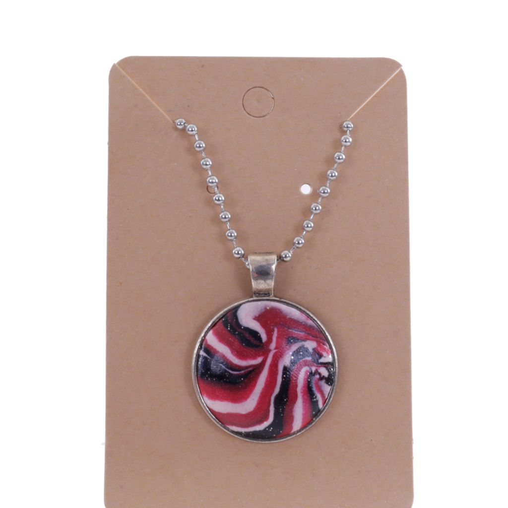 Red, Black & White Swirl Necklace