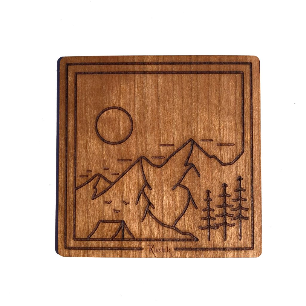 Base Camp Square Cherry Wood Sticker