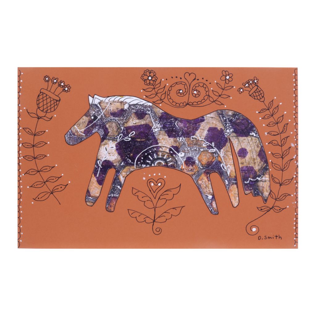 Folk Art Dala Horse Card - Brown