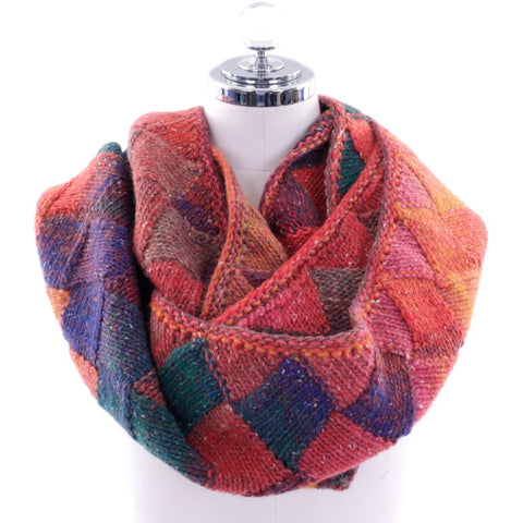 Infinity Scarf - Hand Knit -  Wool - Fall Colors