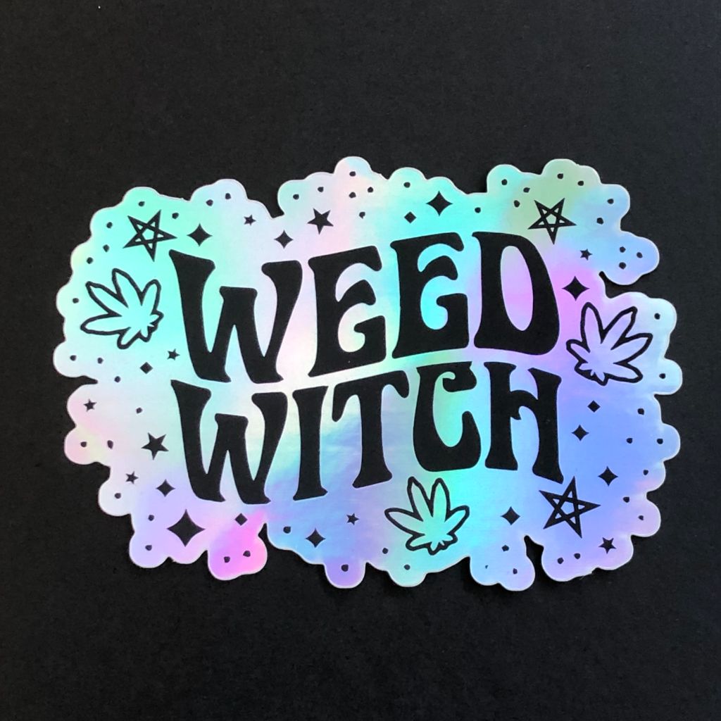 Holographic Weed Witch Sticker