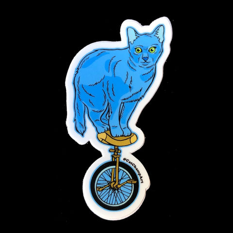 Unicycle Cat Vinyl Sticker