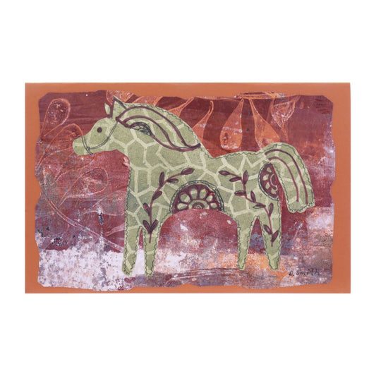 Folk Art Dala Horse Card - Brown