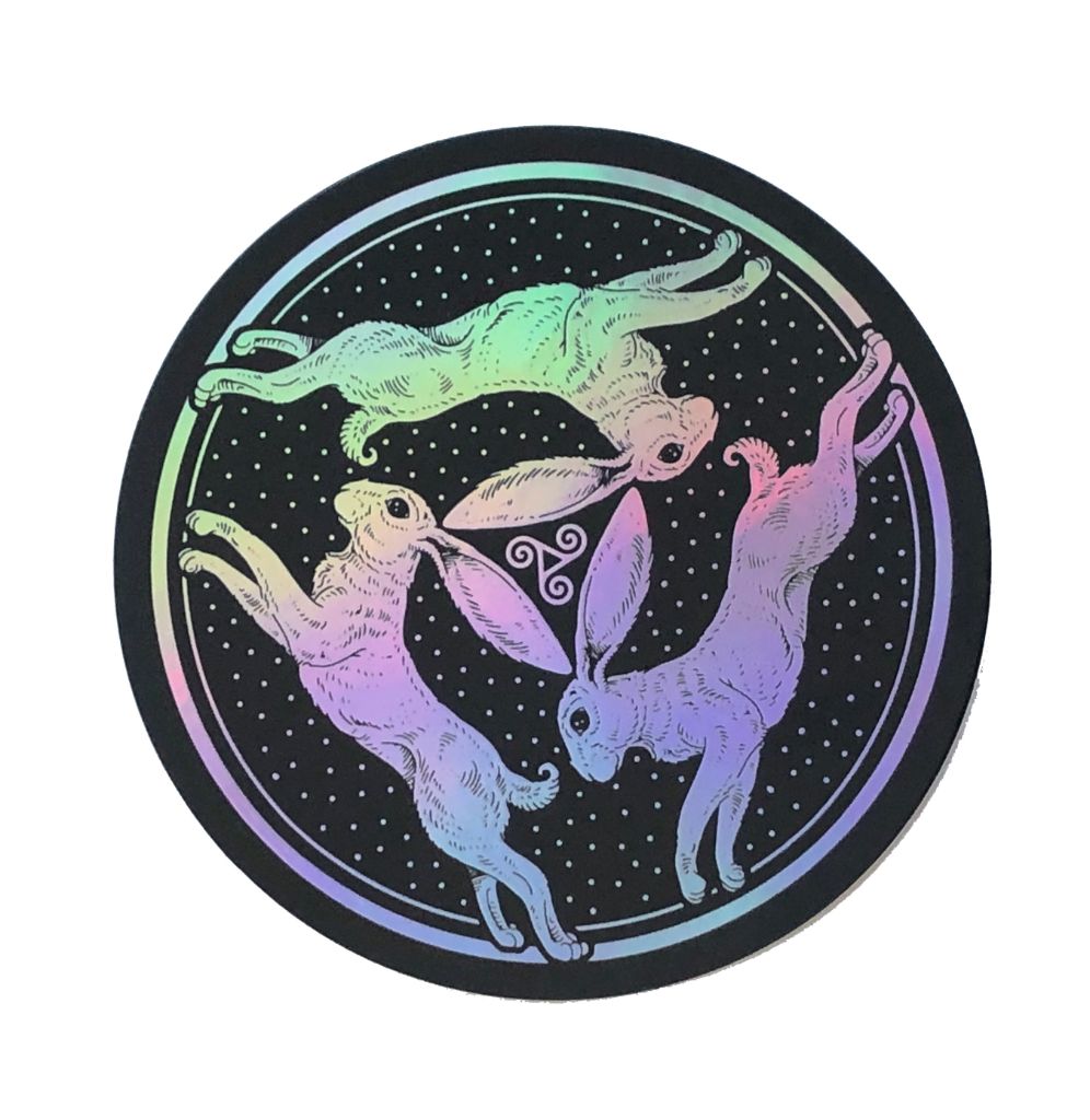 Triple Hare Holographic Sticker