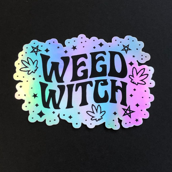 Holographic Weed Witch Sticker