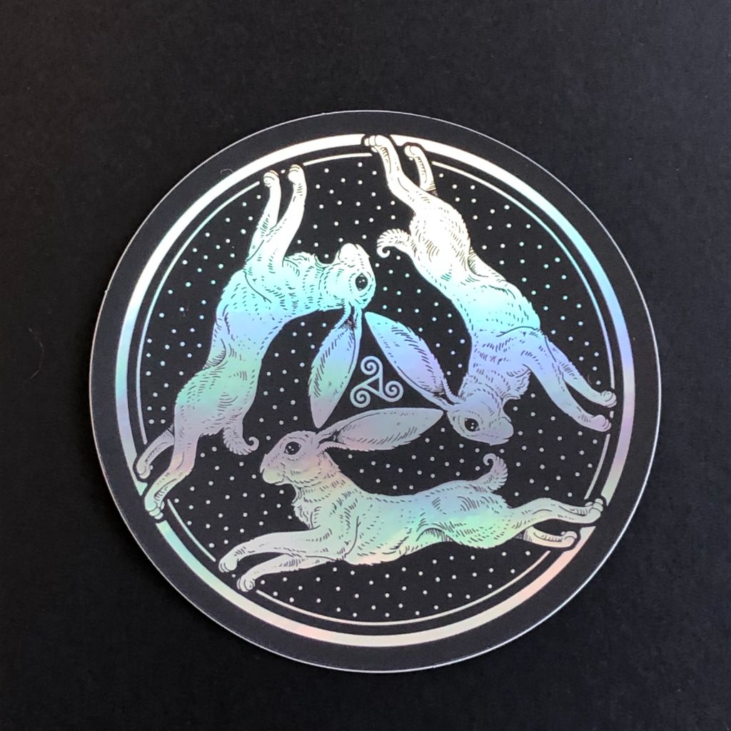 Triple Hare Holographic Sticker