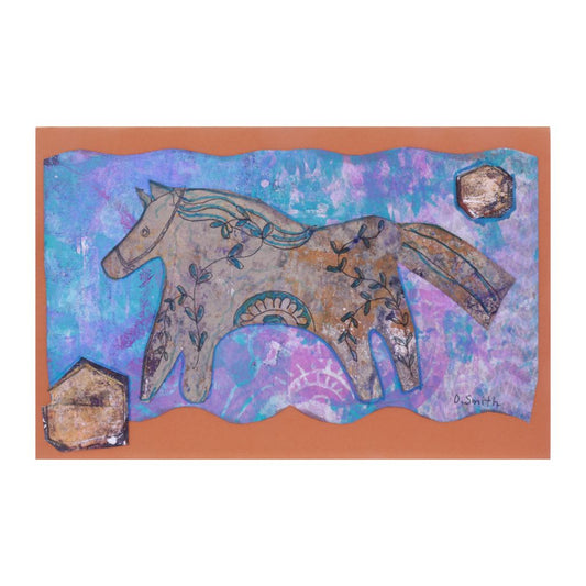 Folk Art Dala Horse Card - Brown