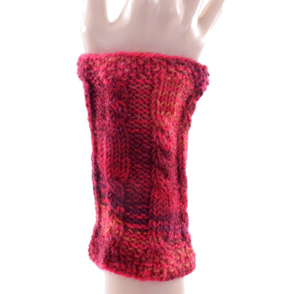 Hand Knit Wrist Warmer - Red Wool & Mohair