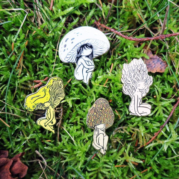 Morel Mushroom Girl Enamel Pin