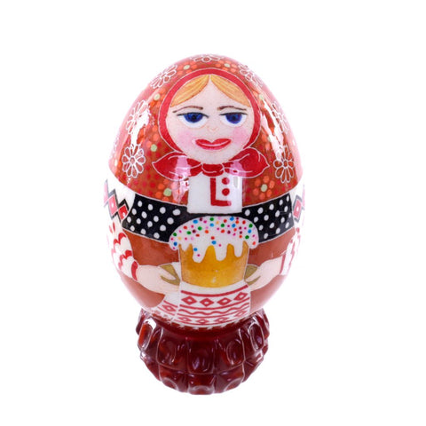Pysanky Spirit Egg - Red with Nesting Doll