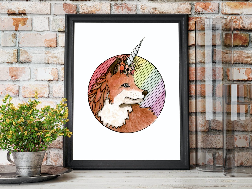 Foxicorn Art Print