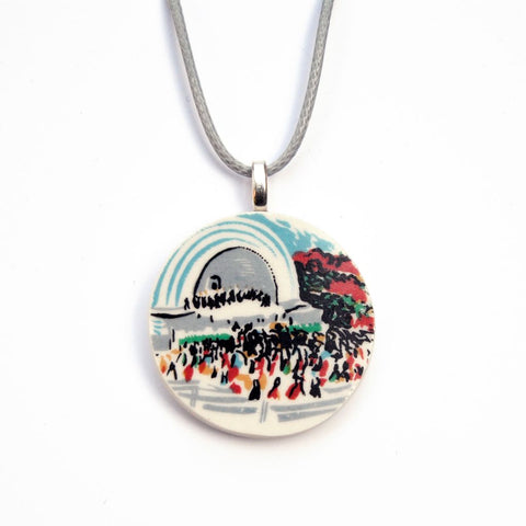 Upcycled Ceramic Festival Concert Pendant Necklace