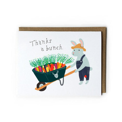 Carrot Bunch Thank You Card with Bunny