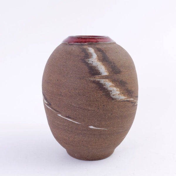 Brown Spiral Design Pottery Vase