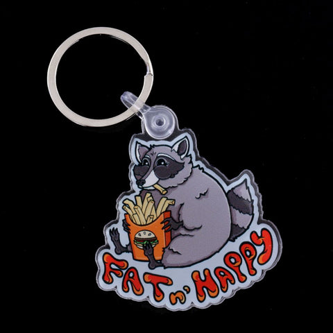 Raccoon with French Fries - Fat & Happy Key Chain