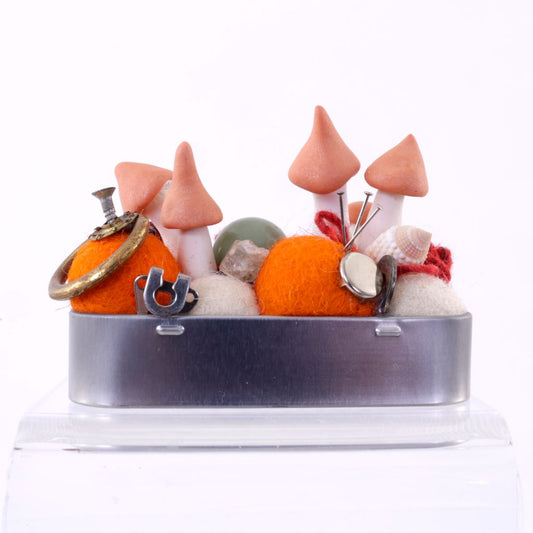 Mushroom Garden Tin Terrarium - Orange