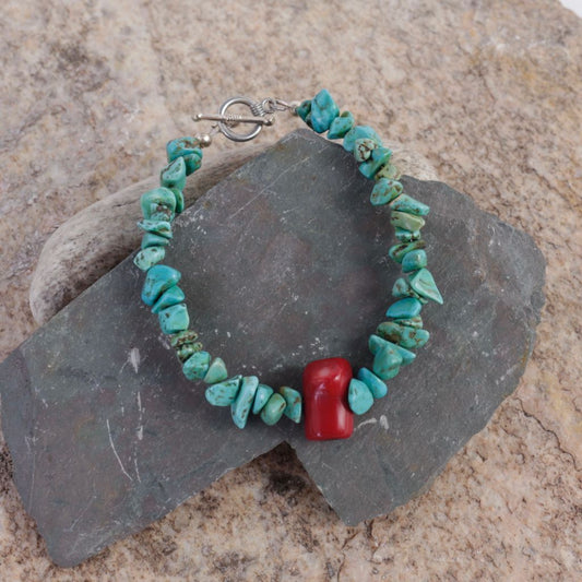 Turquoise & Coral Bracelet