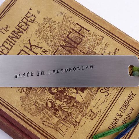 Perspective- Hand Stamped Aluminum Bookmark