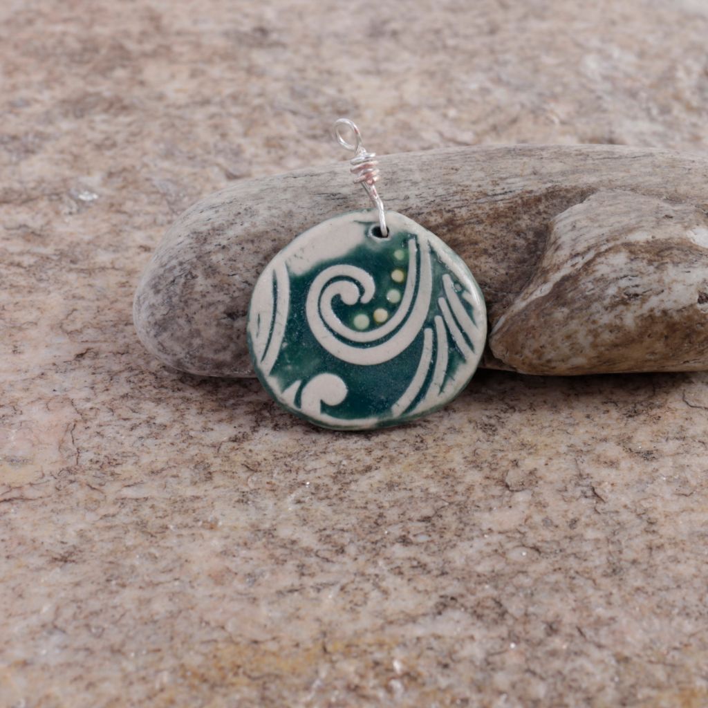 Green Swirl Porcelain Charm