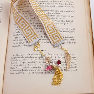 Gold & Pink Beaded Bookmark