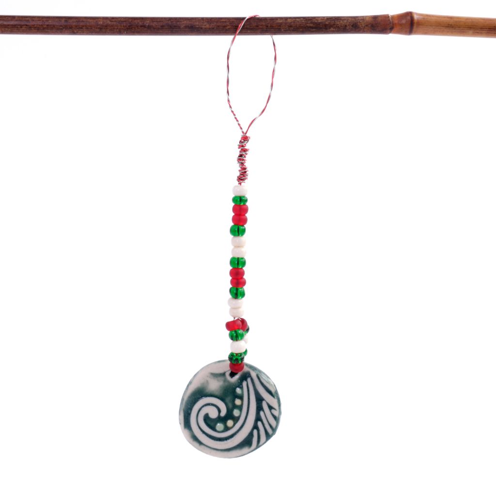 Green Swirl Porcelain Goddess Bauble Hanging