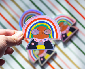 Holographic Rainbow Head Vinyl Sticker