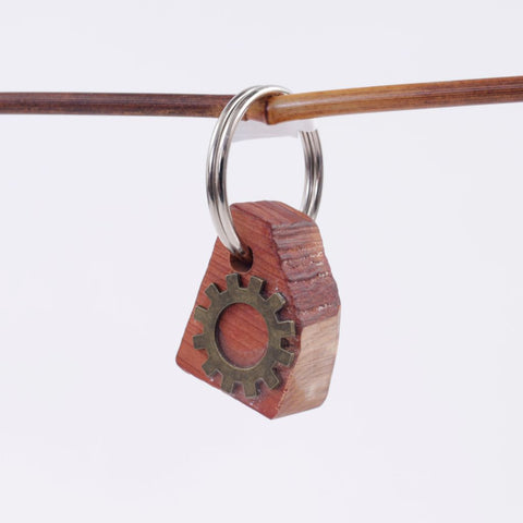 Handcrafted Wood Key Fob w Cog