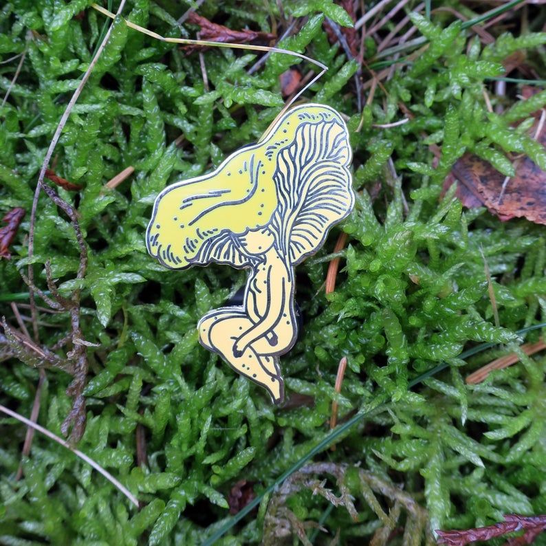 Chanterelle Mushroom Girl Enamel Pin