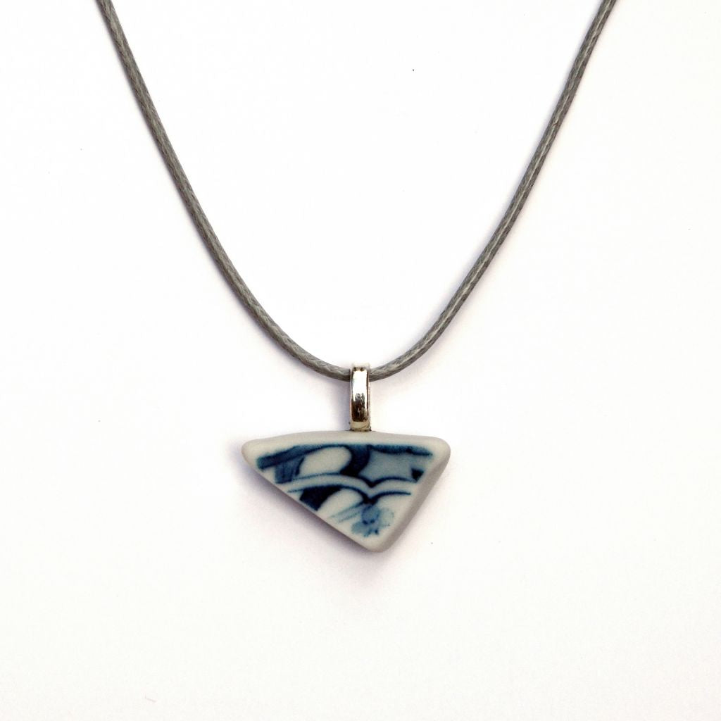 Vintage Blue Willow Upcycled Ceramic Pendant