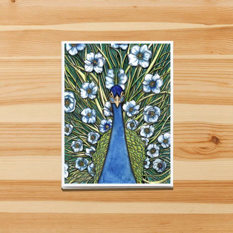 Grande Peacock Fleur - Greeting Card