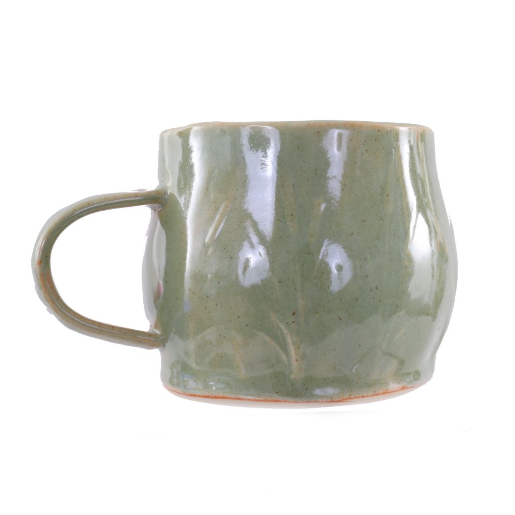Hand Built Porcelain Mug - Green with Cattails