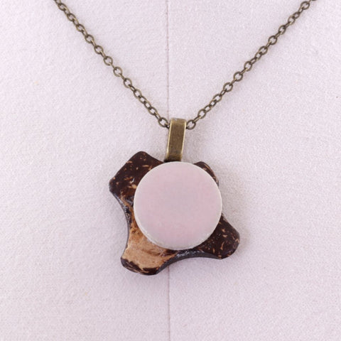 Upcycled Ceramic Pendant Necklace - Pastel Pink