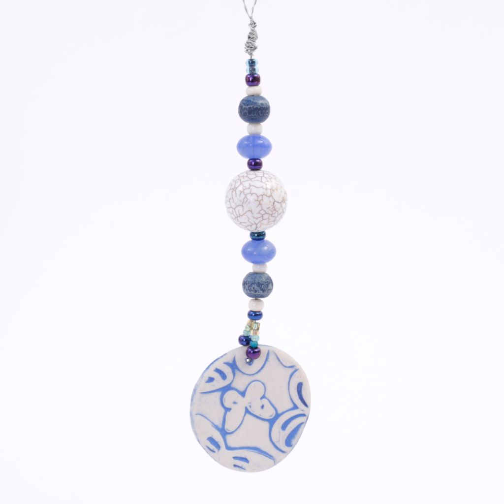 Blue Swirl Beaded Goddess Bauble Hanging