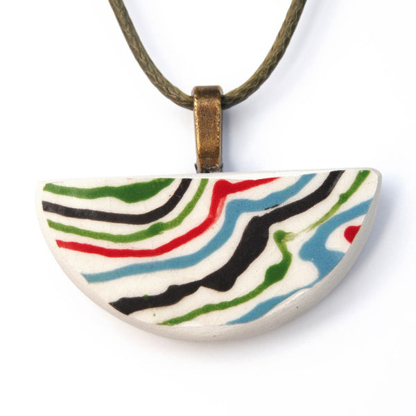 Multicolor Painted Upcycled Ceramic Necklace