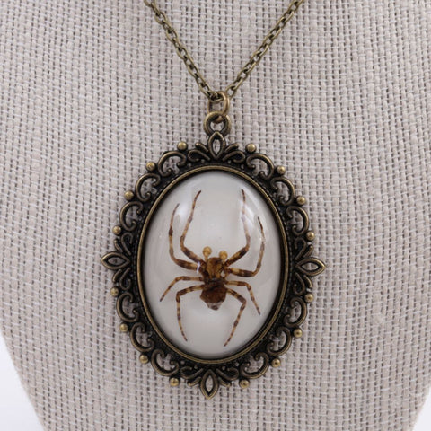 Large Real Spider Pendant Necklace