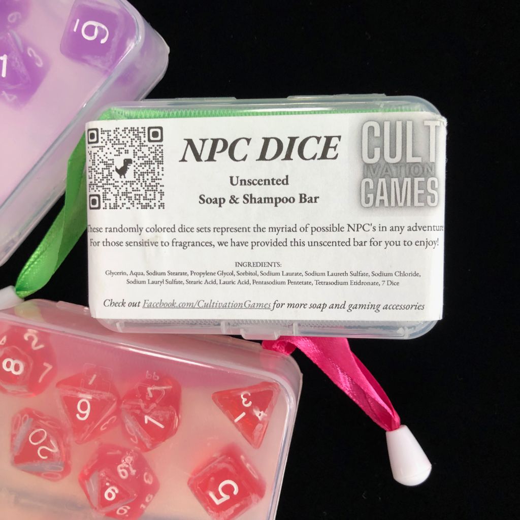 Game Cultivation NPC Clear/Unscented Dice Soap-  Dice Soap (D&D 2e Inspired 'CLASSic Series')