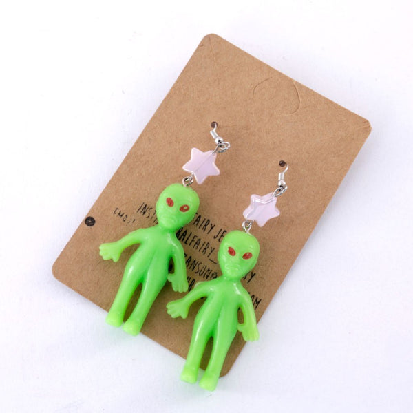 Little Green Alien Earrings