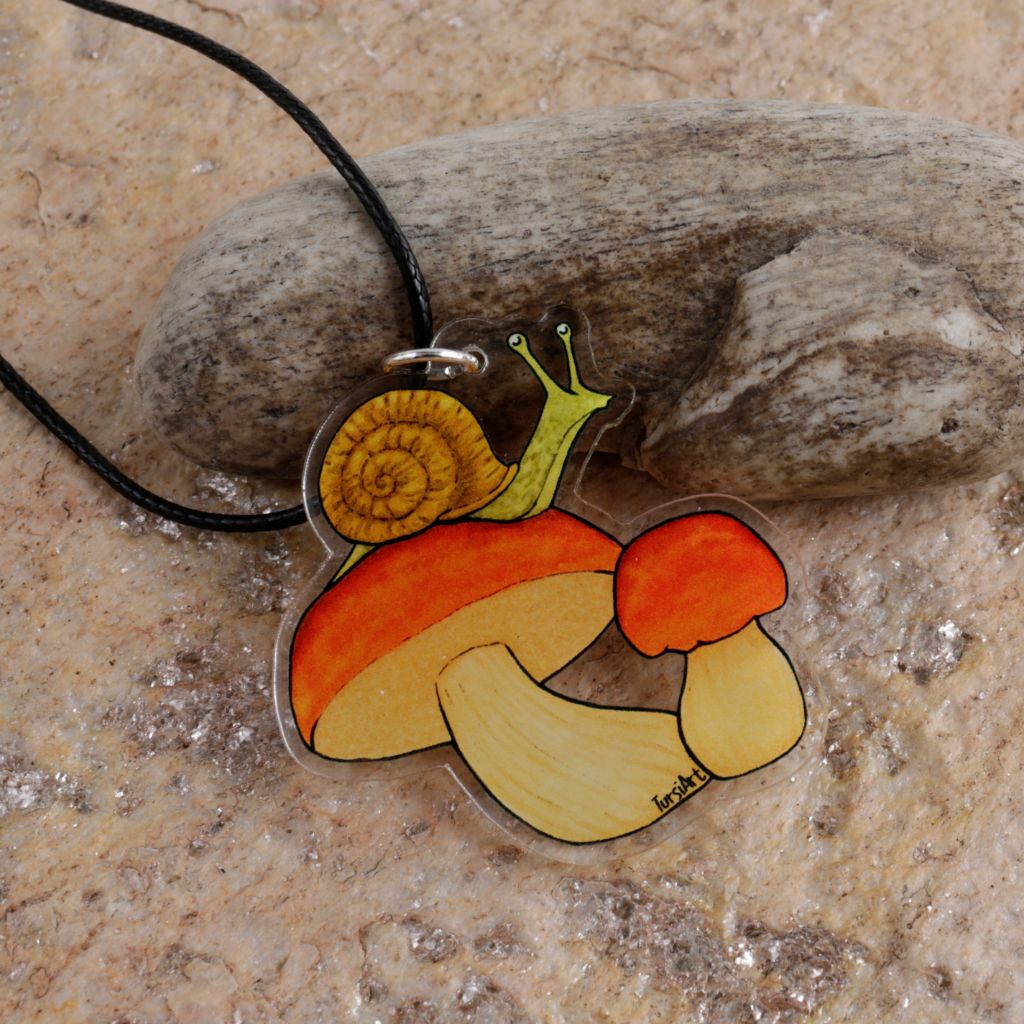 Porcini & Escargot (Mushroom & Snail) Necklace