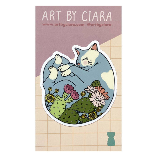 Sleepy Cat Succulents Sticker