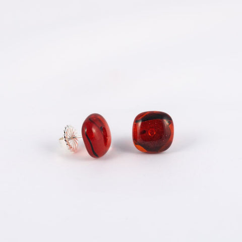 Red Dichroic Glass Earrings