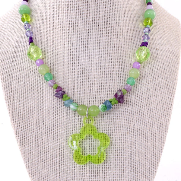 Green & Purple Beaded Necklace