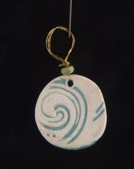 Blue Swirl Porcelain Charm